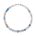 Pink Morganite, Aquamarine, Heliodor Beaded Necklace 20 Inches in Rhodium Over Sterling Silver 595.00 ctw - Sticky add to cart bar