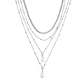 Simulated Pearl Beaded Station Necklace 15.5-19.5 Inches in Silvertone - Sticky add to cart bar