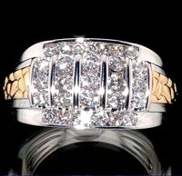 Fathers Day Deal 10K White Gold Diamond Men's Ring (Size 9.0) (10.90 g) (Del. in 7-10 Days) 1.50 ctw