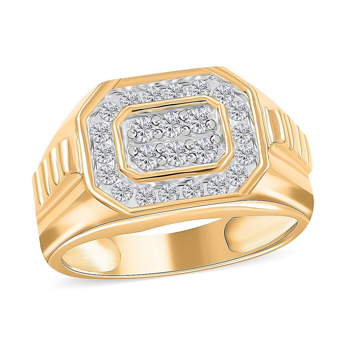 10K Yellow Gold Diamond G-H I2-I3 Men's Ring (Size 10.0) 0.50 ctw