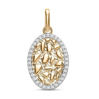 Luxoro 10K Yellow Gold Moissanite Nugget Texture Pendant 0.15 ctw