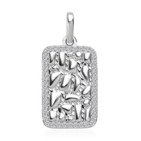 Luxoro 10K White Gold Moissanite Nugget Texture Pendant 0.20 ctw