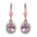AAA Rose De France Amethyst and White Zircon Lever Back Earrings in Vermeil Rose Gold Over Sterling Silver 2.75 ctw - Sticky add to cart bar