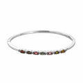 Multi-Tourmaline and White Zircon Bangle Bracelet in Stainless Steel (6.50 In) 1.70 ctw - Sticky add to cart bar