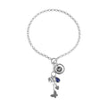 White Austrian Crystal and Blue Chroma Enameled Cable Chain Charm Necklace 19.5 Inches in Silvertone - Sticky add to cart bar