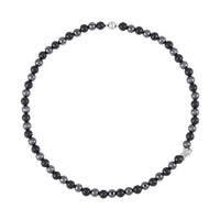 Shungite and Hematite Beaded Dragon Turtle Charm Necklace 20 Inches in Rhodium Over Sterling Silver 337.20 ctw