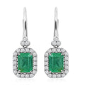 14K White Gold Emerald and G-H I2 Diamond Lever Back Earrings 2.10 ctw - Sticky add to cart bar
