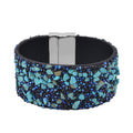 Blue Howlite and Austrian Blue Crystal Bracelet in Silvertone (7.50 In) - Sticky add to cart bar