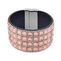 Austrian Crystal and Peach Glass Bracelet in Silvertone (7.50 In) - Sticky add to cart bar