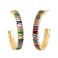 Simulated Champagne Diamond Hoop Earrings in Goldtone - Sticky add to cart bar