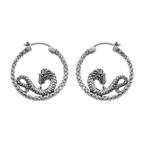 Bali Legacy Sterling Silver Snake Hoop Earrings 8.50 Grams