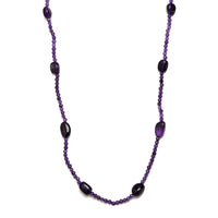 African Amethyst 67.00 ctw Beaded Station Necklace in Sterling Silver