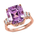 Luxoro 10K Rose Gold AAAA Patroke Kunzite and G-H I3 Diamond Ring 9.10 ctw - Sticky add to cart bar