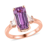 AAA Patroke Kunzite, White Zircon Ring in Vermeil RG Over Sterling Silver (Size 6.0) 4.75 ctw