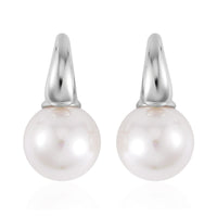 White Shell Pearl Earrings in Silvertone