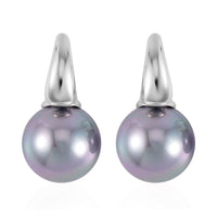White Shell Pearl Earrings in Silvertone