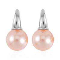 White Shell Pearl Earrings in Silvertone