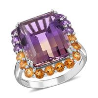 Premium Anahi Ametrine and Multi Gemstone Ring in Rhodium Over Sterling Silver 15.50 ctw