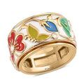 Multi Color Enameled Floral Spinner Band Ring in Vermeil Yellow Gold Over Sterling Silver (Size 7.0) (10.40 g) - Sticky add to cart bar