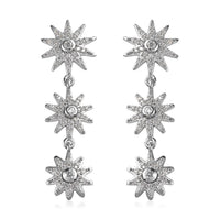 White Zircon Celestial Suns Drop Earrings in Platinum Over Sterling Silver 1.25 ctw