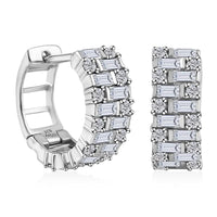 Moissanite Radiant Hoop Earrings in Sterling Silver