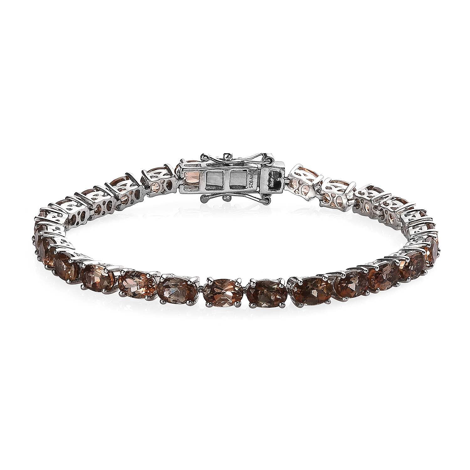 Premium Jenipapo Andalusite Tennis Bracelet in Platinum Over Sterling Silver (6.50 In) 12.15 ctw