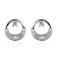 White Zircon Circle Earrings in Platinum Over Sterling Silver 0.70 ctw