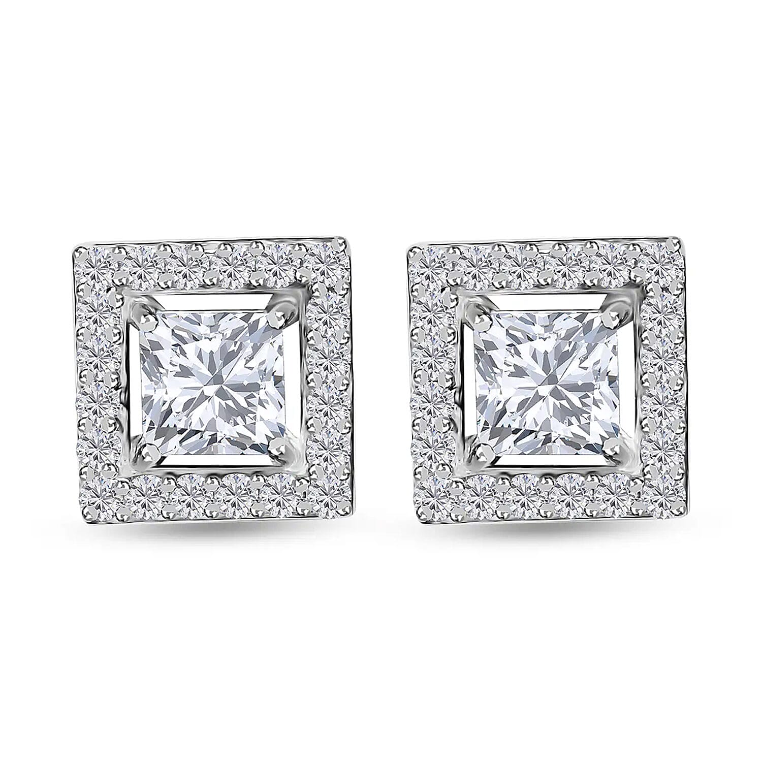 Moissanite Stud Earrings in Platinum Over Sterling Silver 0.75 ctw