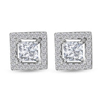 Moissanite Stud Earrings in Platinum Over Sterling Silver 0.75 ctw