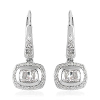 Moissanite Lever Back Earrings in Platinum Over Sterling Silver 2.00 ctw
