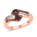 Premium Pink Zircon, Natural Champagne and White Diamond Ring in Vermeil Rose Gold Over Sterling Silver (Size 10.0) 1.50 ctw - Sticky add to cart bar