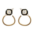 Asscher Cut Moissanite Eternal Love Black Enameled Snake Earrings in Sterling Silver 2.85 ctw - Sticky add to cart bar
