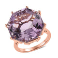 AAA Rose De France Amethyst Solitaire Ring in Vermeil Rose Gold Over Sterling Silver 22.10 ctw - Sticky add to cart bar