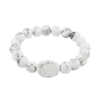 Constituted White Howlite Beaded Stretch Bracelet 150.00 ctw