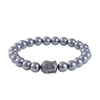 Terahertz Beaded Stretch Bracelet with Buddha Charm 85.00 ctw