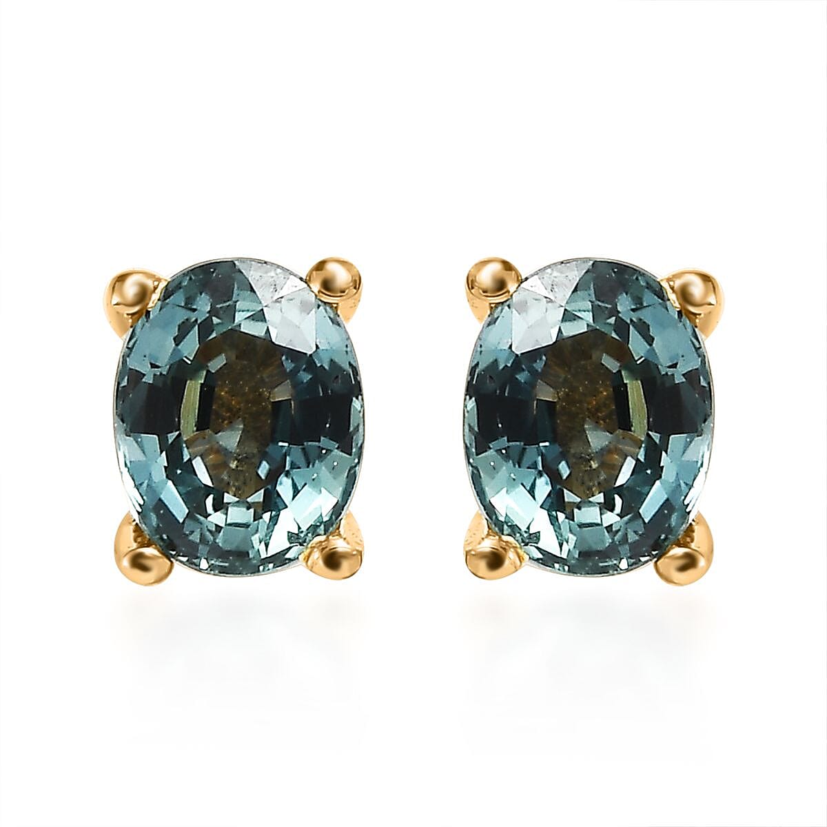 AAA Australian Sapphire Stud Earrings in Vermeil Yellow Gold Over Sterling Silver 0.90 ctw