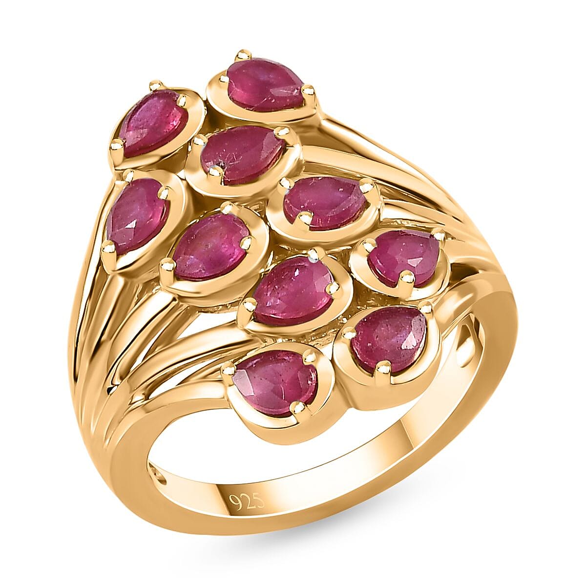 Niassa Ruby (FF) Ring in 14K YG Over Sterling Silver (Size 5.5) 2.30 ctw