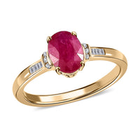 Luxoro 10K Yellow Gold Premium Mozambique Ruby and Diamond Ring (Size 10.0) 1.60 ctw