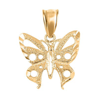 10K Yellow Gold 14.45 x 14.65mm Butterfly Pendant