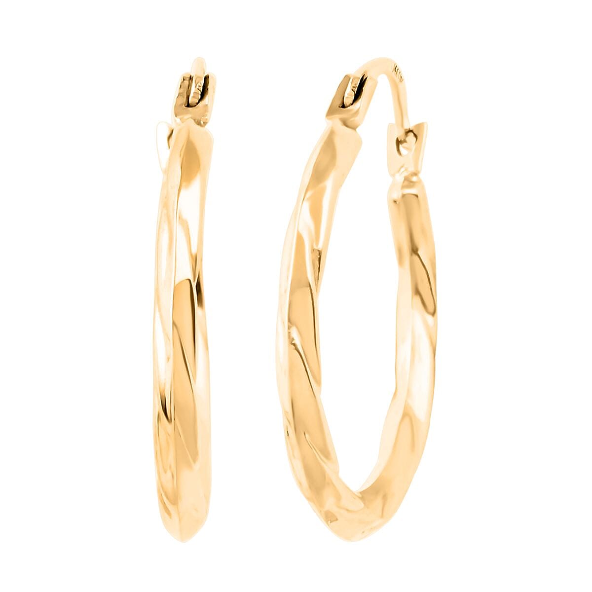 14K Yellow Gold Swirl Hoop Earrings