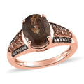 Premium Jenipapo Andalusite and Natural Champagne Diamond Ring in Vermeil Rose Gold Over Sterling Silver 3.50 ctw - Sticky add to cart bar