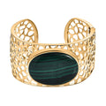 African Malachite 68.37 ctw Cuff Bangle Bracelet in 18K YG Plated (7.50 In) - Sticky add to cart bar
