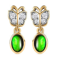 Ammolite and White Zircon Earrings in 14K YG Over Sterling Silver 1.28 ctw