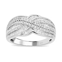 White Diamond Ring in Platinum Over Sterling Silver (Size 6.5) (5.5 g) 1.00 ctw