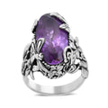 Bali Legacy AAA Rose De France Amethyst Dragonfly and Floral Ring in Sterling Silver (Size 10.0) 8.50 ctw - Sticky add to cart bar