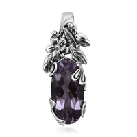 Bali Legacy AAA Rose De France Amethyst Dragonfly and Floral Pendant in Sterling Silver 8.60 ctw