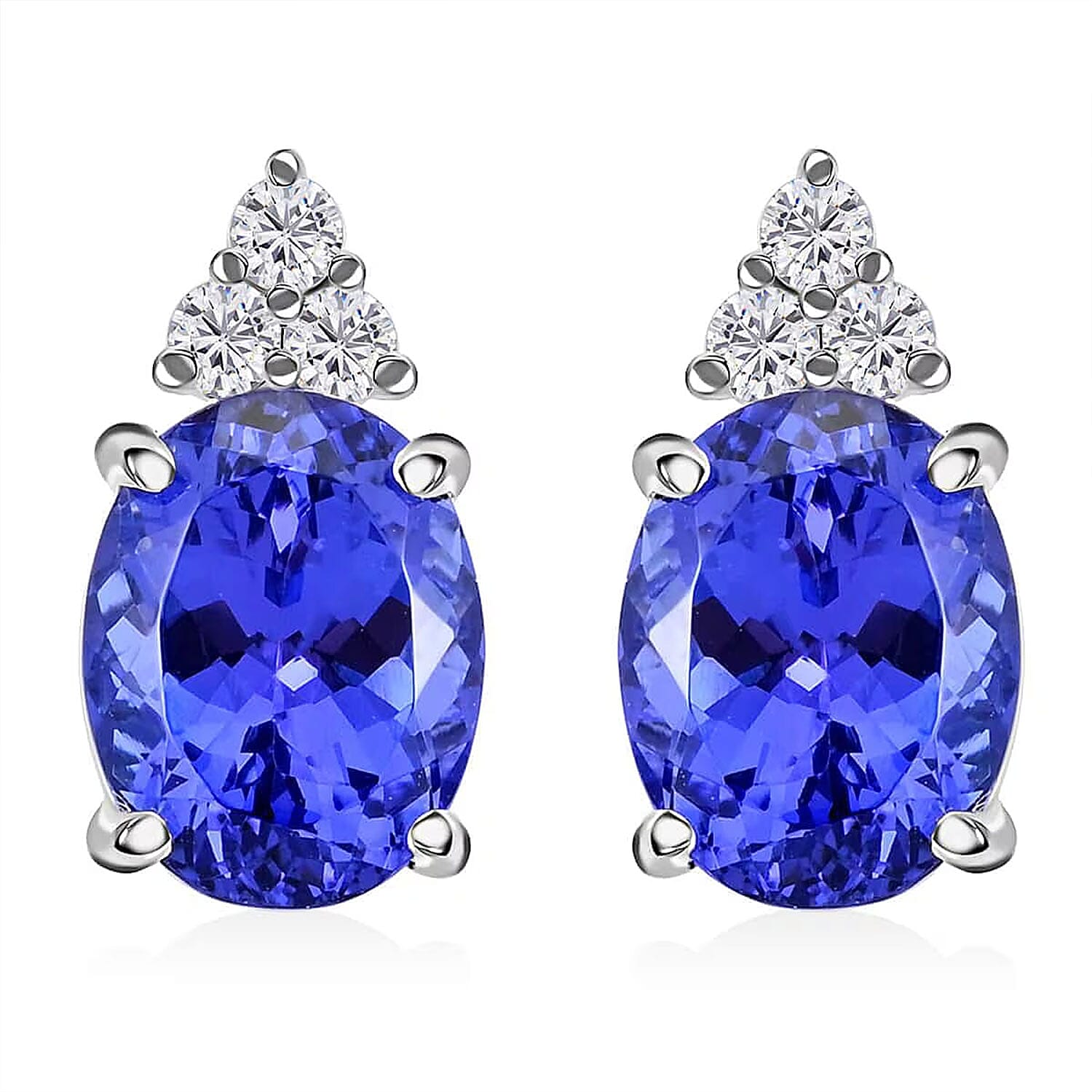 Rhapsody Certified and Appraised AAAA Tanzanite and E-F VS Diamond 3.25 ctw Accent Earrings, 950 Platinum Earrings, Tanzanite Gifts For Her  4.15 Grams