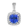 Certified and Appraised Rhapsody 950 Platinum AAAA Tanzanite and E-F VS Diamond Halo Pendant 2.60 ctw - Sticky add to cart bar