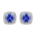 Certified and Appraised Rhapsody AAAA Tanzanite and E-F VS Diamond 2.35 ctw Halo Stud Earrings in 950 Platinum 4.30 Grams - Sticky add to cart bar