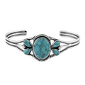Santa Fe Style Kingman Turquoise Bracelet in Sterling Silver (6.50 In) 14.50 ctw - Sticky add to cart bar